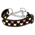 Unconditional Love Argyle Hearts Nylon Ribbon Collar Martingale Brown Large UN805093